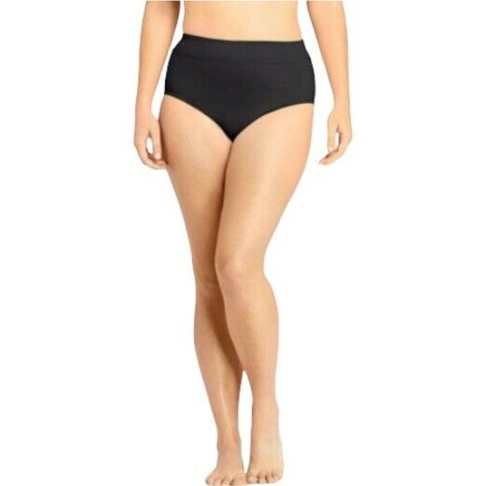 NWOT Lands' End Women's Tummy Control High Waisted Bikini Bottoms Black 20W
